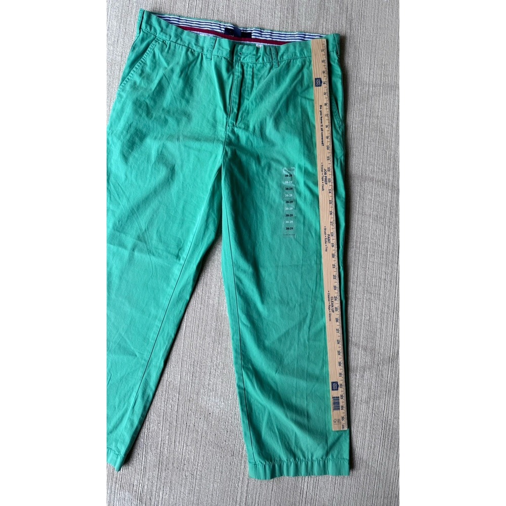 Tommy Hilfiger THFlex Mens Chinos Green Flat Front Pants 38x29 - Picture 5 of 9